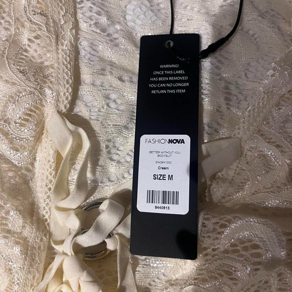 Fashion Nova Cream Lace Bodysuit - Picture 6 of 13